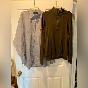 Polo Ralph Lauren Mens 1/4 Zip Sweater Button Down Shirt Lot XXL 100% Cotton